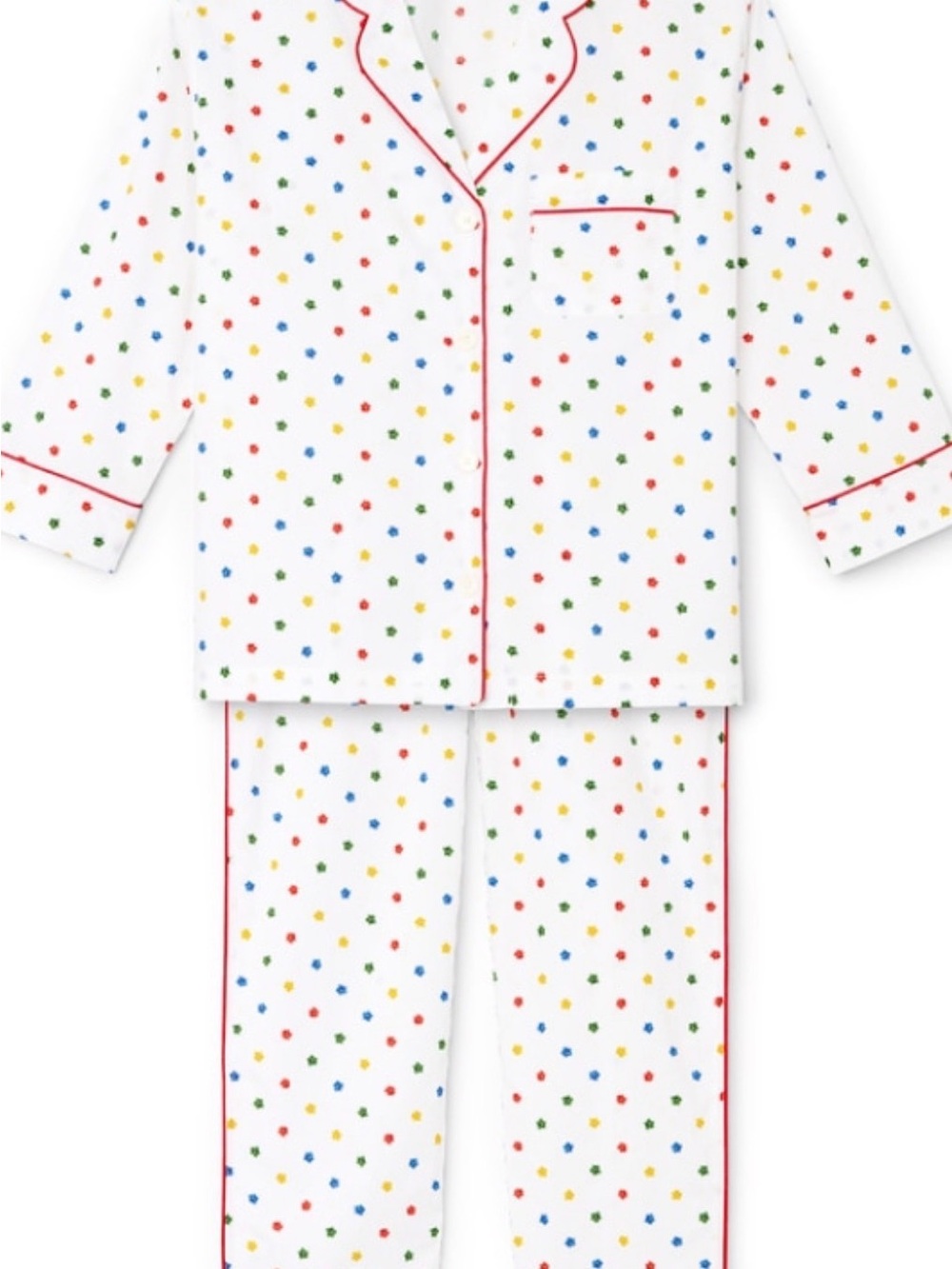Sleepy Jones White Polka Dot Pajama Set with Red Piping